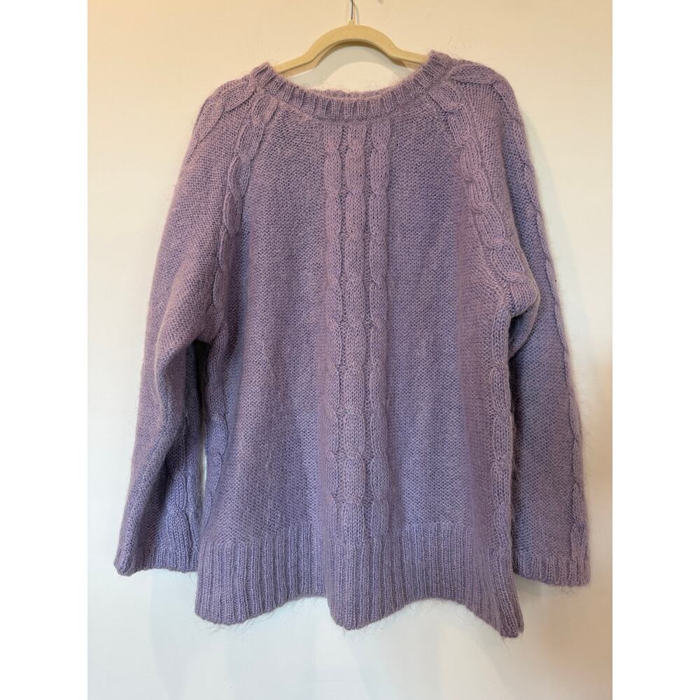 Vtg 90's Express Mohair Blend Cableknit Sweater Oversized Large Purple Lilac